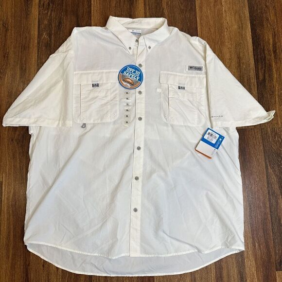 Columbia 7047 Men's White Bahama II Short-Sleeve Shirt - Picture 1 of 6